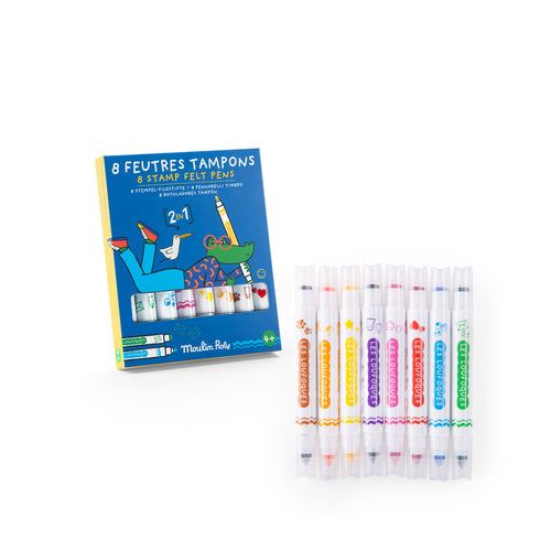 8 stamp felt pens 2in1
