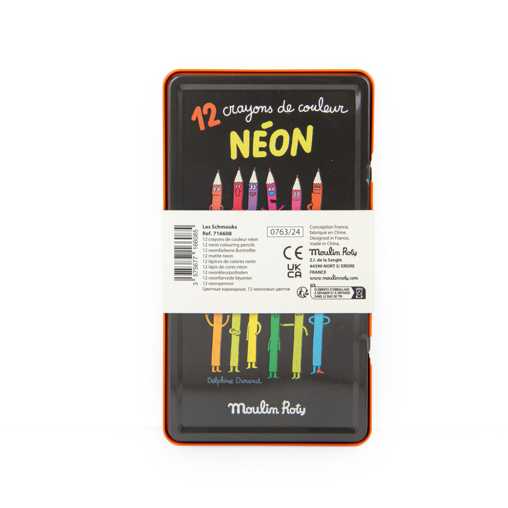 12 neon colouring pencils